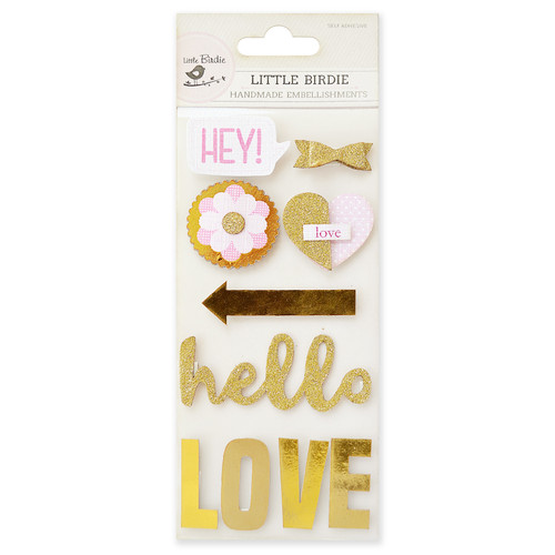 6 Pack Little Birdie Love Foil Embellishment 10/Pkg-Love Golden CR66478 - 8903236483222