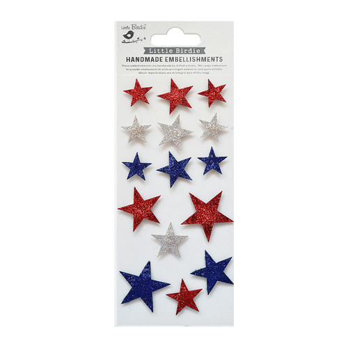 6 Pack Little Birdie Independence Day Sticker 15/Pkg-Shining Stars CR79793 - 8903236619041