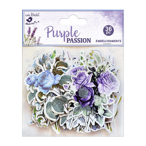 6 Pack - Little Birdie Ephemera Embellishment 36/Pkg-Purple Passion - CR79495 - 8903236616064