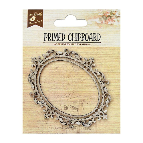 6 Pack Little Birdie Laser Cut Primed Chipboard 1/Pkg-Oval Frame CR21334 - 8903236154115