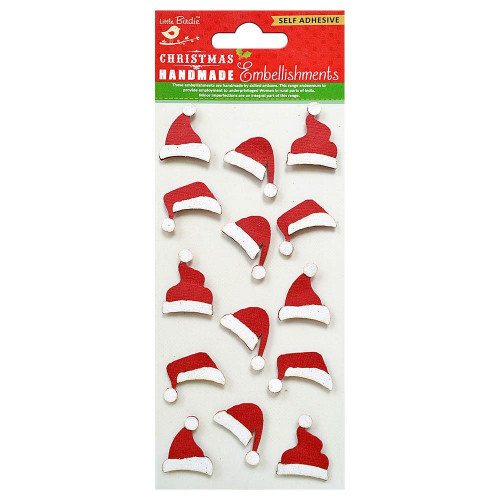 6 Pack Little Birdie Christmas Glitter Embellishment 14/Pkg-Christmas Hat CR83855 - 8903236661484