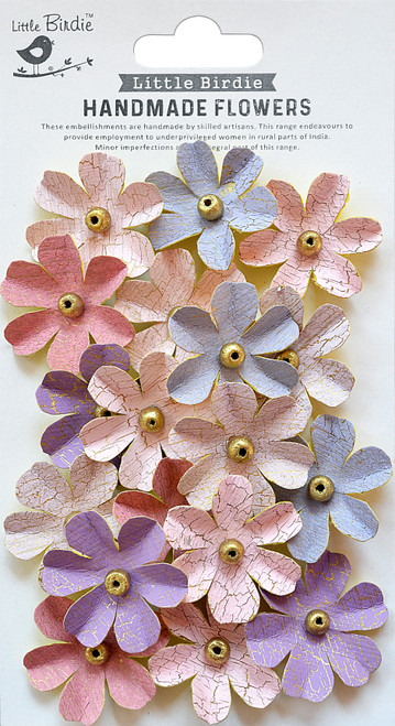 3 Pack - Little Birdie Zoey Washed Paper Flowers 18/Pkg-Fairy Sparkle - ZOEY-79772 - 8903236618839
