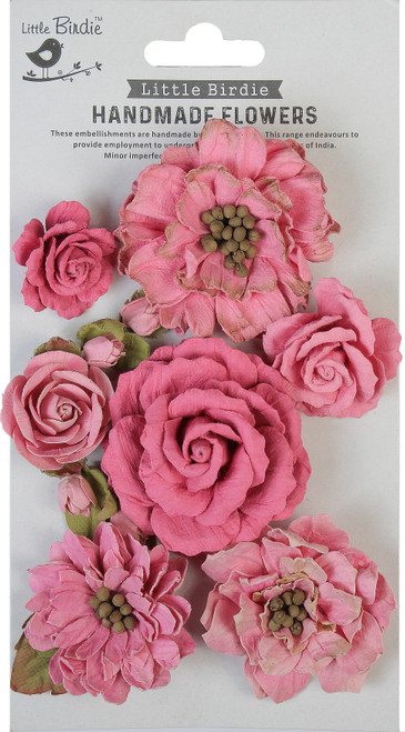 3 Pack - Little Birdie Lolita Paper Flowers 7/Pkg-Rosy Note - LOLITA-86574 - 8903236689662