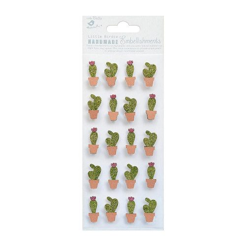 6 Pack Little Birdie Glitter Embellishment 20/Pkg-Mini Cactus CR78688 - 8903236607765