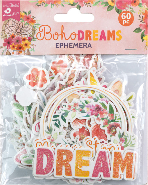 6 Pack - Little Birdie Ephemera Elements 60/Pkg-Boho Dreams - CR84077 - 8903236663716 6 Pack - Little Birdie Ephemera Elements 60/Pkg-Boho Dreams - CR84077 - 8903236663716