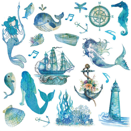 6 Pack - Little Birdie Ephemera Embellishment 44/Pkg-Song Of The Sea - EPHM44-84083