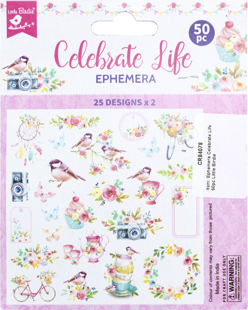 6 Pack - Little Birdie Ephemera Embellishment 50/Pkg-Celebrate Life - EPHM50-84078 6 Pack - Little Birdie Ephemera Embellishment 50/Pkg-Celebrate Life - EPHM50-84078