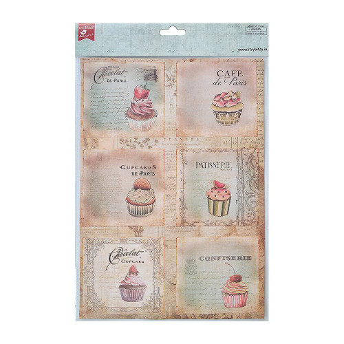 6 Pack Little Birdie Decoupage Paper A4 4/Pkg-Cupcake Delight DECOUA4-81870