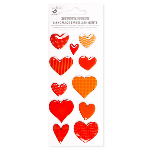 6 Pack - Little Birdie Resin Sticker Embellishments 11/Pkg-Tangerine - CR95507 - 8903236779608