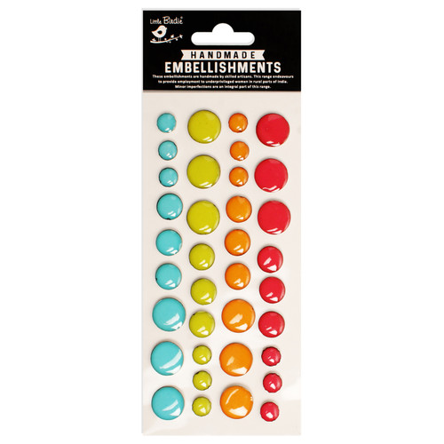 6 Pack - Little Birdie Resin Embellishments 36/Pkg-Glassy Dots - CR95571 - 8903236780246