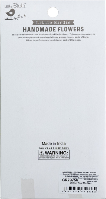 3 Pack - Little Birdie Whitney Paper Flowers 14/Pkg-Amor Mio - WHITNEY-79756 3 Pack - Little Birdie Whitney Paper Flowers 14/Pkg-Amor Mio - WHITNEY-79756