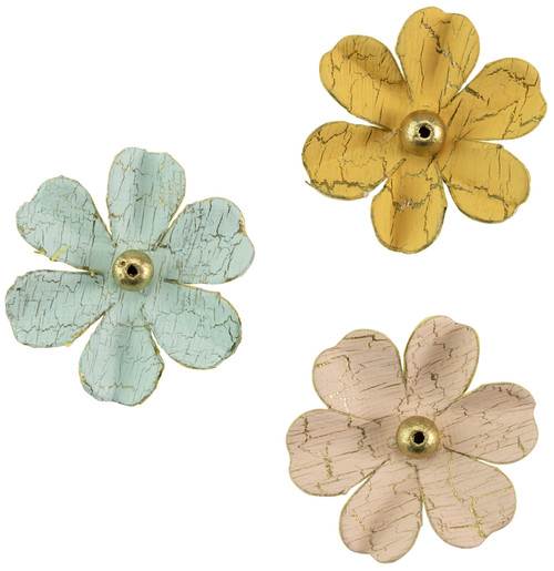 3 Pack - Little Birdie Zoey Washed Paper Flowers 18/Pkg-Sunshine And Lemonade - ZOEY-79776