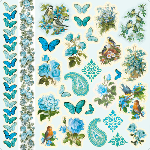 2 Pack - Little Birdie Cardstock 12"X12" 12/Pkg-Aqua Medley - CR79506