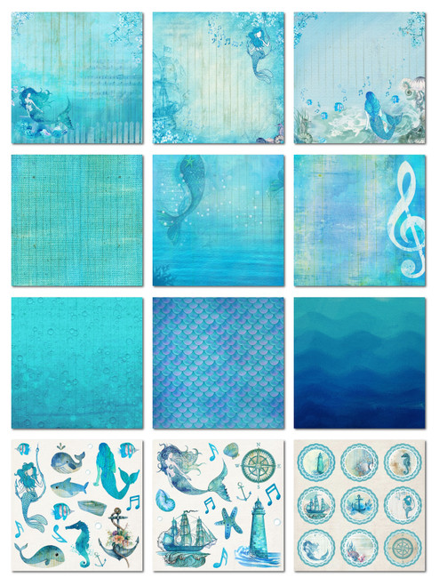 2 Pack Little Birdie Cardstock Pack 12"X12" 12/Pkg-Songs of the Sea CR84007