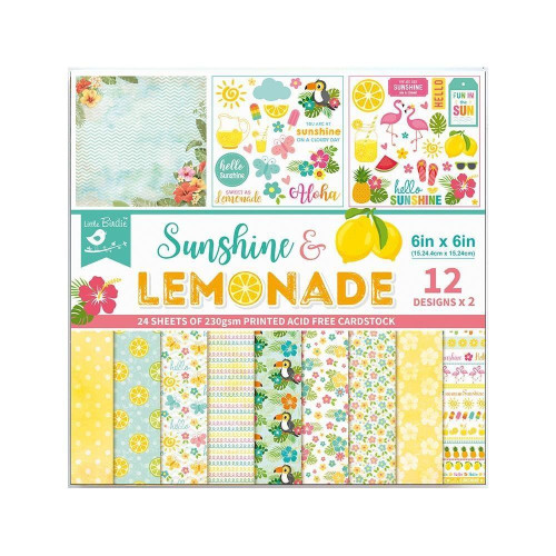 3 Pack - Little Birdie Cardstock Pack 6"X6" 24/Pkg-Sunshine & Lemonade - CR79508 3 Pack - Little Birdie Cardstock Pack 6"X6" 24/Pkg-Sunshine & Lemonade - CR79508