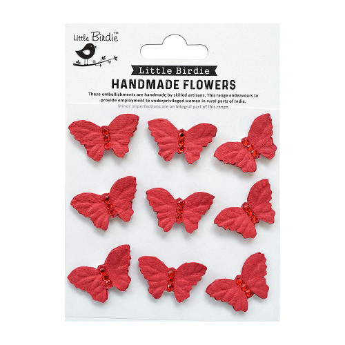 6 Pack Little Birdie Jewel Butterfly 9/Pkg-Love and Roses JEWELBT-82795 - 8903236650587