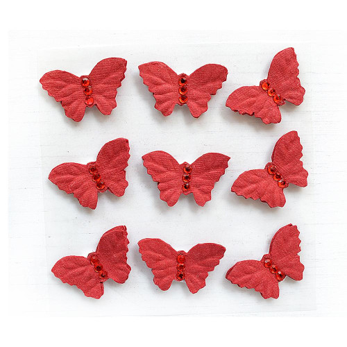 6 Pack Little Birdie Jewel Butterfly 9/Pkg-Love and Roses JEWELBT-82795
