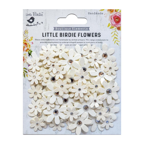 3 Pack Little Birdie Sparkle Florettes Paper Flowers 60/Pkg-Moon Light SPRKLFL3-70147 - 8903236519921