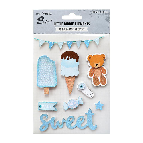6 Pack - Little Birdie Sticker Embellishment 9/Pkg-Sweet Baby Boy - STICKR9-69977 - 8903236518221