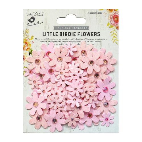 3 Pack Little Birdie Sparkle Florettes Paper Flowers 60/Pkg-Pearl Pink SPRKLFL3-70145 - 8903236519907