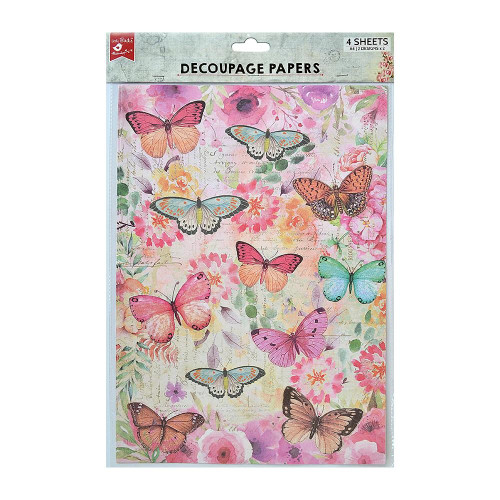 6 Pack Little Birdie Decoupage Paper A4 4/Pkg-Butterfly Flight DECOUA4-81865 - 8903236640946
