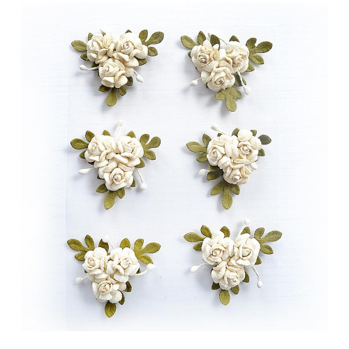 3 Pack - Little Birdie Francisca Paper Flowers 6/Pkg-Shabby Chic - FRANCISC-82812