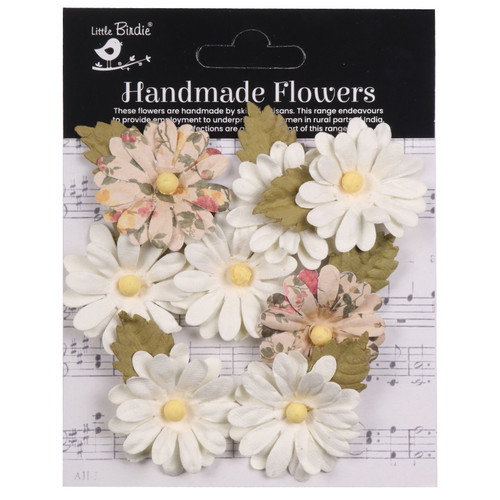 6 Pack - Little Birdie Valerie Paper Flowers 8/Pkg-Ivory Pearl - CR94358 - 8903236768114