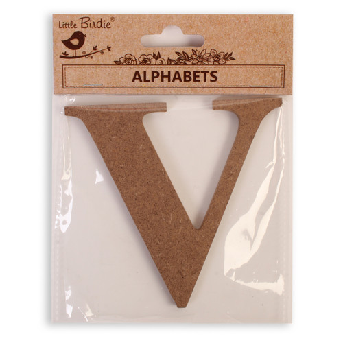 6 Pack Little Birdie MDF Alphabets Upper Case 4" 1/Pkg-V CR88169 - 8903236706215