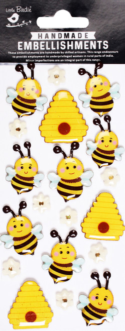 6 Pack - Little Birdie Resin Embellishments 19/Pkg-Bee Colony - CR95650 - 8903236781038