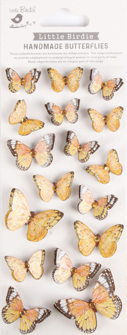 6 Pack Little Birdie 3D Jewel Butterfly Embellishment 17/Pkg-Amber CR93993 - 8903236764468