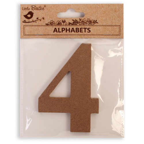 6 Pack - Little Birdie MDF Number 4" 1/Pkg-4 - CR88142 - 8903236705942
