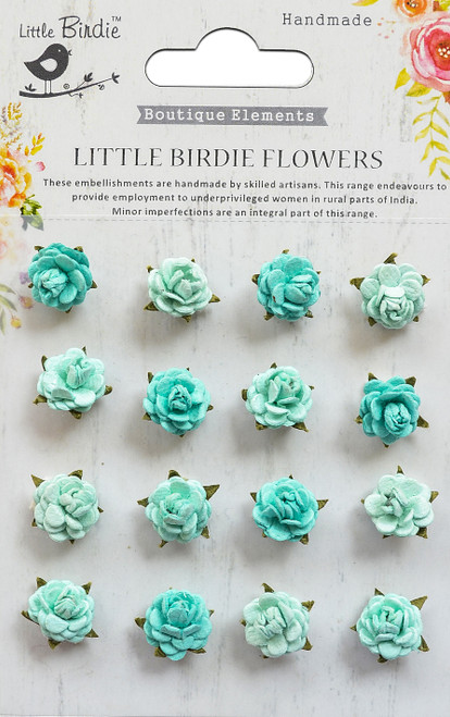 6 Pack Little Birdie Beaded Micro Roses 16/Pkg-Arctic Ice ROSES-71881 - 8903236538700