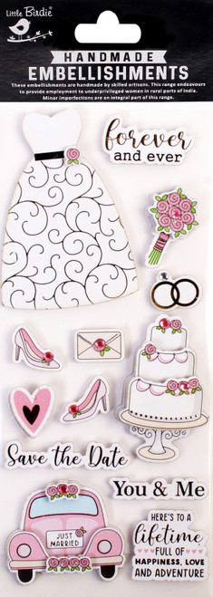 6 Pack - Little Birdie Glitter Handmade Embellishment 13/Pkg-Forever & Ever - CR95640 - 8903236780932