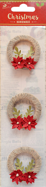 6 Pack Little Birdie Holiday Embellishments 3/Pkg-Blossom Wreath CR72028 - 8903236540178