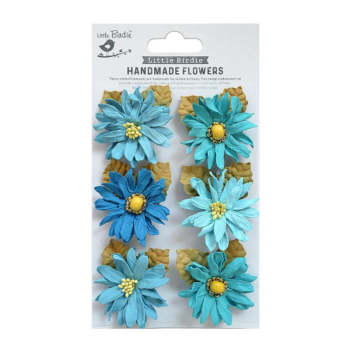 3 Pack Little Birdie Alvero Paper Flowers 6/Pkg-Aqua Medley ALVERO-79441 - 8903236615524