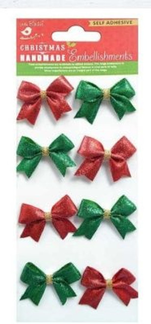6 Pack Little Birdie Christmas Glitter Sticker Embellishment 8/Pkg-Festive Shimmer Bow CR83329 - 8903236656220