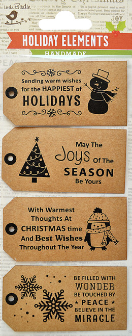 6 Pack - Little Birdie Kraft Printed Tags 4/Pkg-Joys - CR51928 - 8903236097528