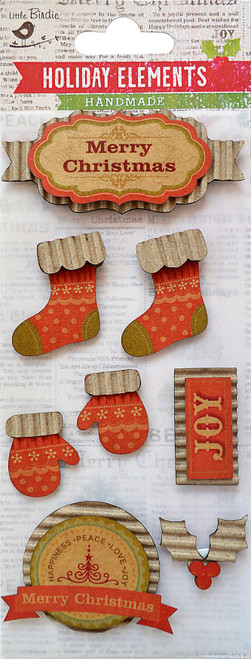 6 Pack - Little Birdie Christmas Sticker Embellishment 8/Pkg-Joy - CR49472 - 8903236071382