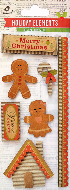 6 Pack - Little Birdie Christmas Sticker Embellishment 7/Pkg-Peace On Earth - CR49481 - 8903236071474