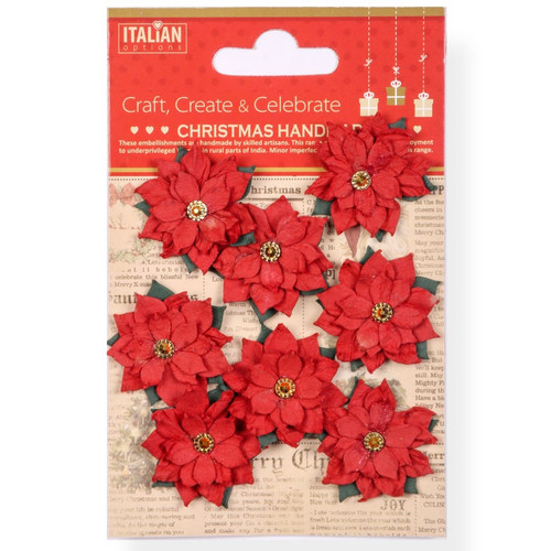 6 Pack Little Birdie Christmas Embellishment 8/Pkg-Poinsettia CR94450 - 8903236769036