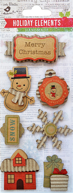6 Pack Little Birdie Christmas Sticker Embellishment 7/Pkg-Snow CR49478 - 8903236071443