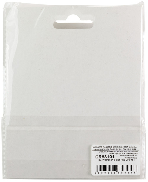 3 Pack - Little Birdie Berry Branch 3/Pkg-Celebrate Life - BBRANCH-83101