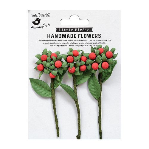 3 Pack - Little Birdie Berry Branch 3/Pkg-Love and Roses - BBRANCH-83099 - 8903236653922