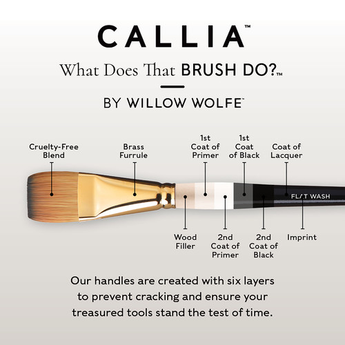 Willow Wolfe Callia Artist Flat Wash Brush-3/4" 1200FW34