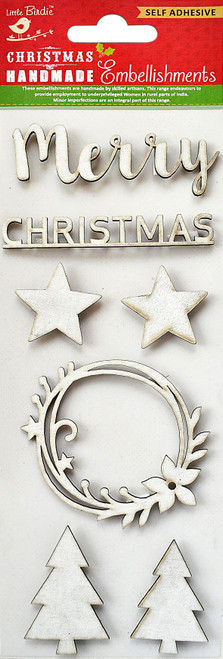 6 Pack - Little Birdie Christmas Sticker Embellishment 7/Pkg-Tone - CR76143 - 8903236582154