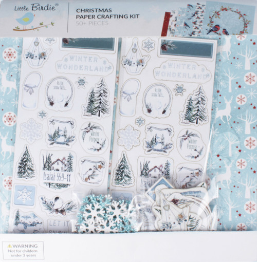 Little Birdie Christmas 12"x12" Paper Crafting Kit-Joy of Winter CR93983 - 8903236764369