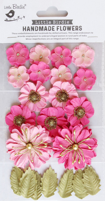 Little Birdie Renae Paper Flower 27/Pkg-Precious Pink CR92968 - 8903236754216