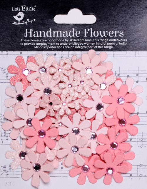 Little Birdie Sparkle Florettes Paper Flowers 80/Pkg-Pink Passion CR92814 - 8903236752670