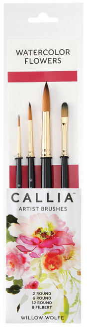 Willow Wolfe Callia Artist Watercolor Flowers Brush Set-Rounds and Filbert - 1200SET9 - 628215002017