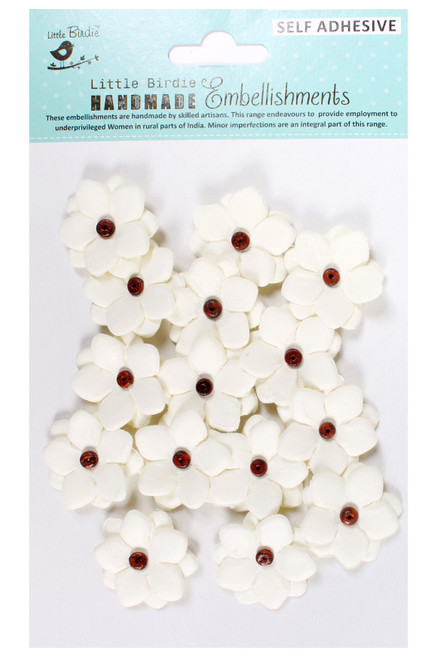 Little Birdie Estela Paper Flowers 15/Pkg-Shabby Chic - ESTELA-91348 - 8903236738018